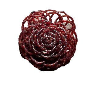 Beaded Womens‎ Brooch Red Rose Flower Plastic Pin